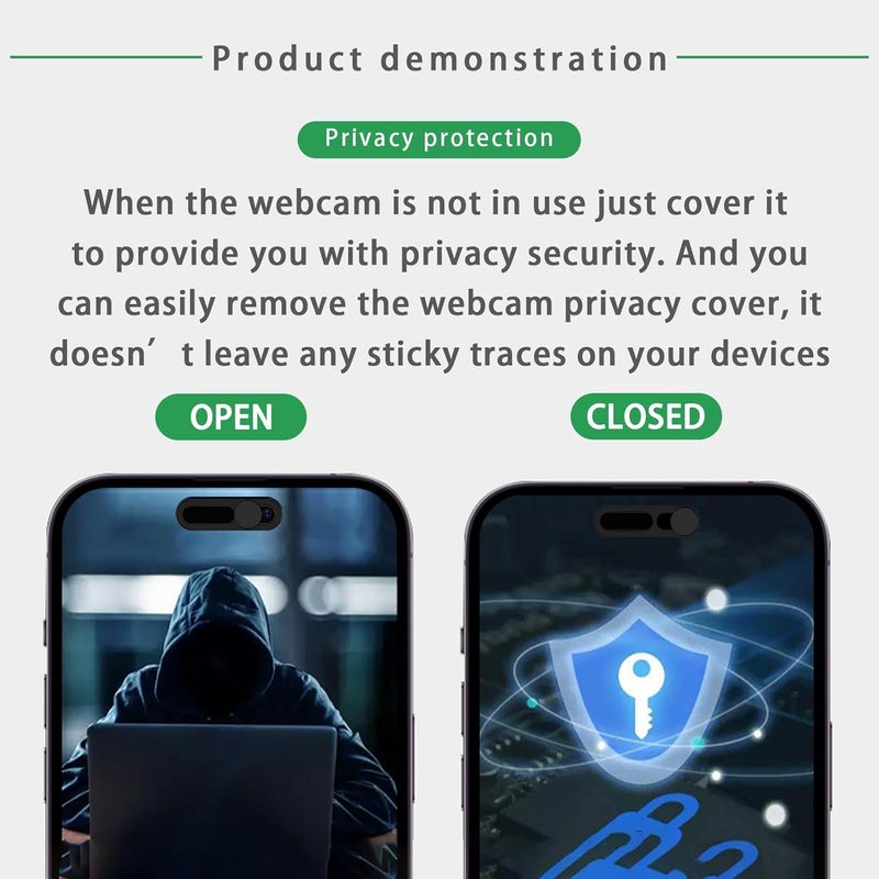 EYSOFT Front Camera Cover Compatible for iPhone 16/16Plus/16Pro/16Pro Max/15/15Plus/15Pro/15Pro Max/14Pro/14Pro Max,Webcam Cover Protect Privacy and Security,Not Affect Face ID, 2 Pack-Black - Image 3